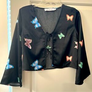 Lisa Says Gah Butterfly print top